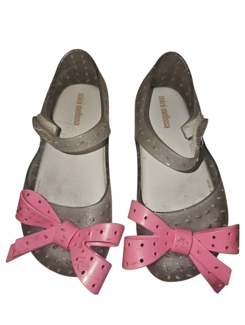 Mini Melissa Jelly Mary Janes with Pink Bows